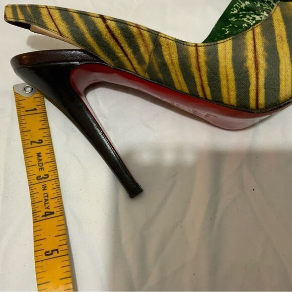 Christian louboutin fabric animal print peep toe Slingback heels size 36.5 - Picture 16 of 16